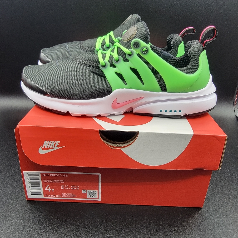 Nike Presto GS Big Kids Shoe Size 4Y Black Green White Pink Youth Kid's New
